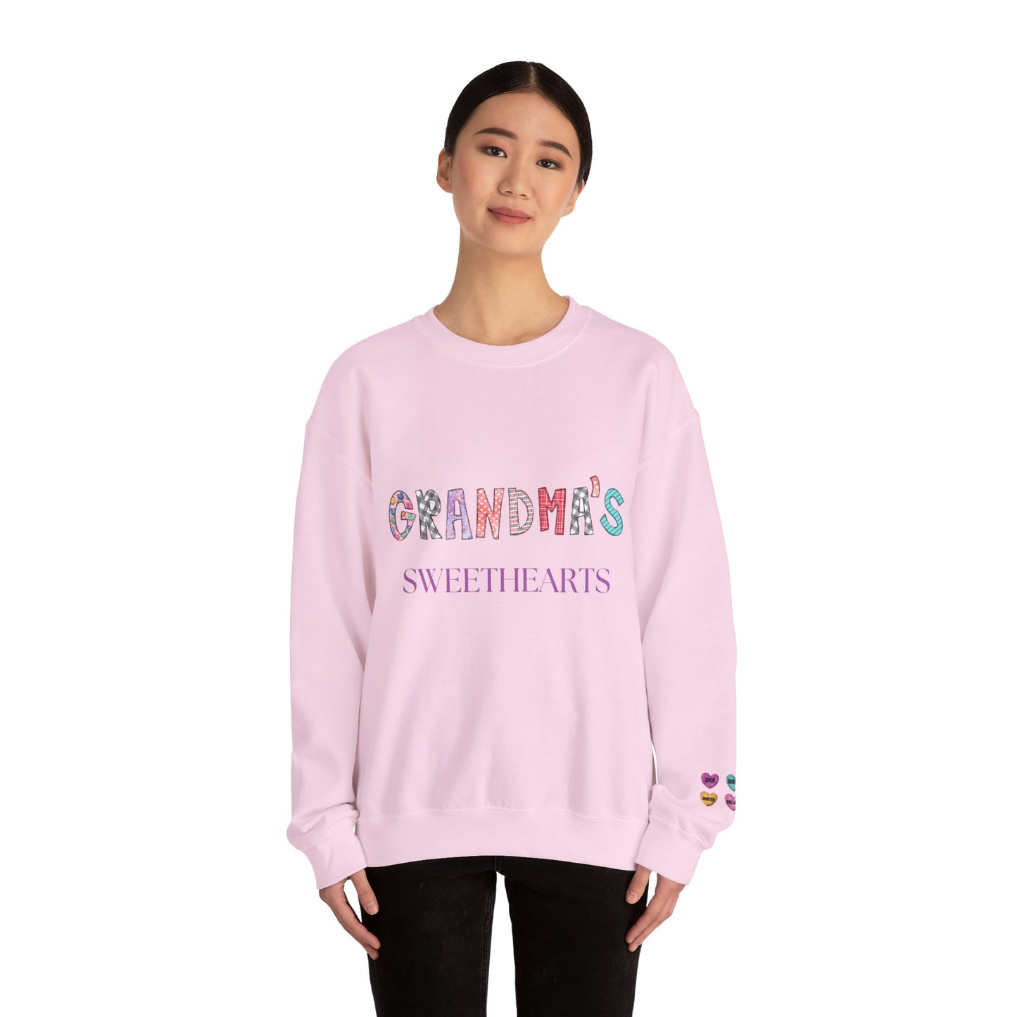 Grandma's Sweethearts Personalized Sweatshirt, Valentines Day Gift for Her, Grandchildren Love - Unisex Crewneck, Family Reunion,