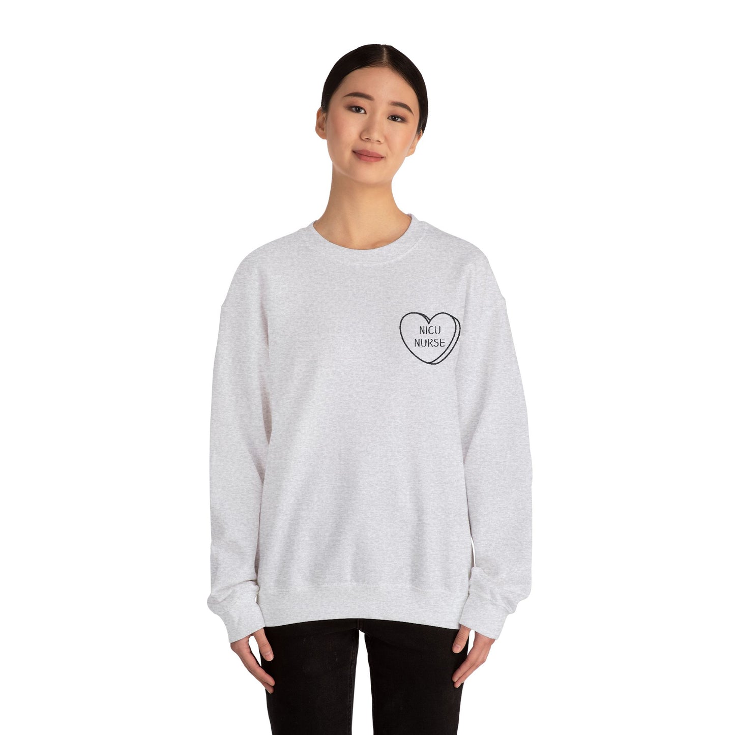 Embroidered Nicu Nurse Sweatshirt, Hospital Gift for Nurses, Babies, Medical RN Pullover, NICU Nurse Present, Candy Heart, Nurse Life