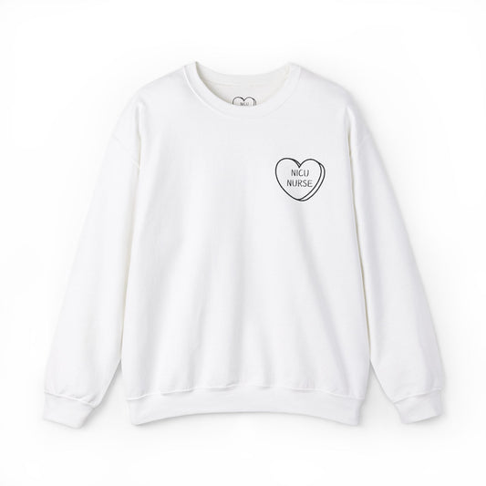 Embroidered Nicu Nurse Sweatshirt, Hospital Gift for Nurses, Babies, Medical RN Pullover, NICU Nurse Present, Candy Heart, Nurse Life