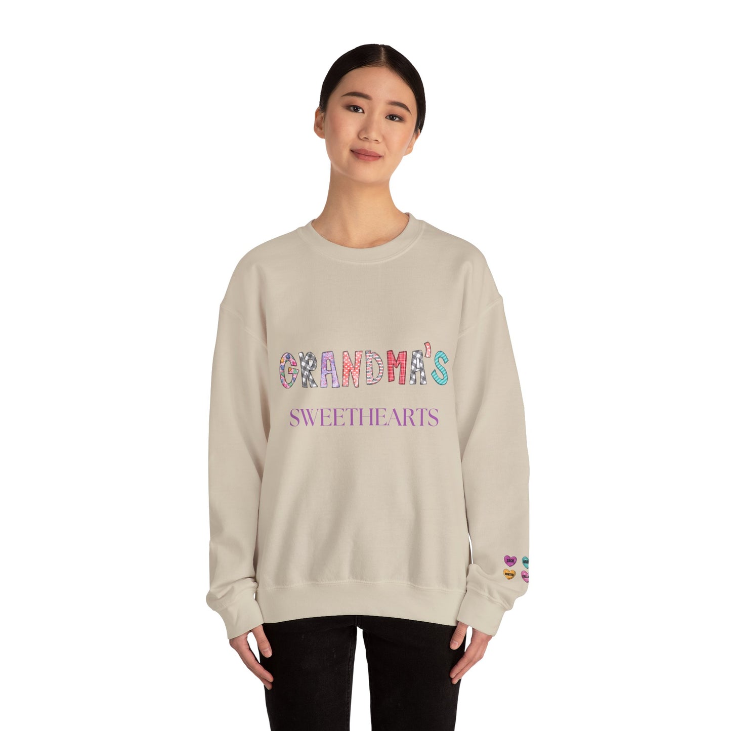 Grandma's Sweethearts Personalized Sweatshirt, Valentines Day Gift for Her, Grandchildren Love - Unisex Crewneck, Family Reunion,