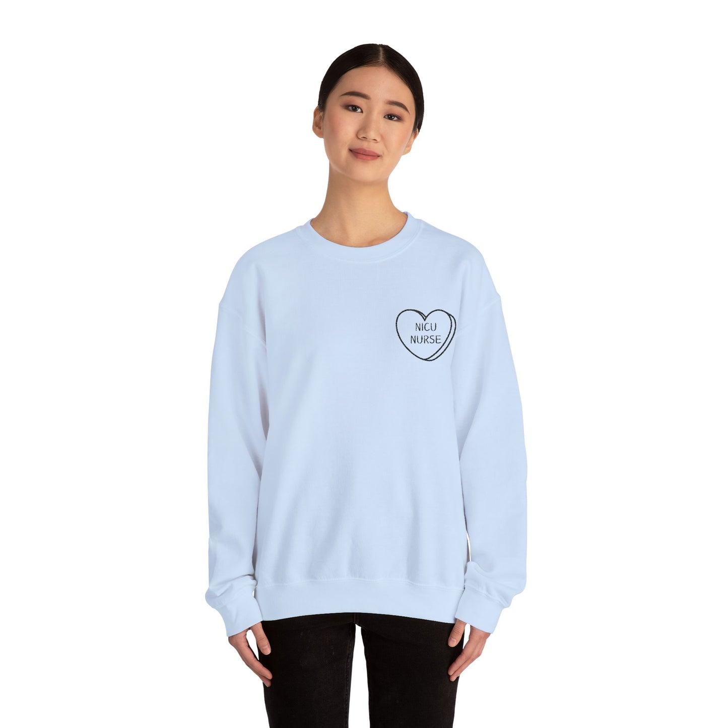 Embroidered Nicu Nurse Sweatshirt, Hospital Gift for Nurses, Babies, Medical RN Pullover, NICU Nurse Present, Candy Heart, Nurse Life