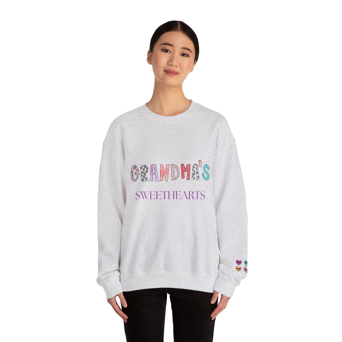 Grandma's Sweethearts Personalized Sweatshirt, Valentines Day Gift for Her, Grandchildren Love - Unisex Crewneck, Family Reunion,