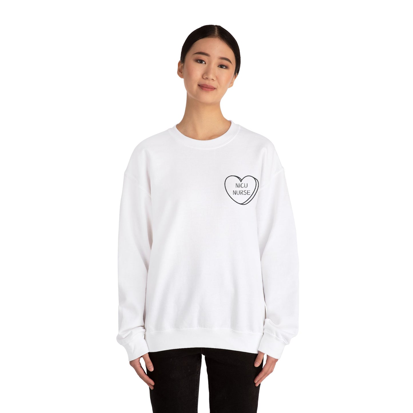 Embroidered Nicu Nurse Sweatshirt, Hospital Gift for Nurses, Babies, Medical RN Pullover, NICU Nurse Present, Candy Heart, Nurse Life