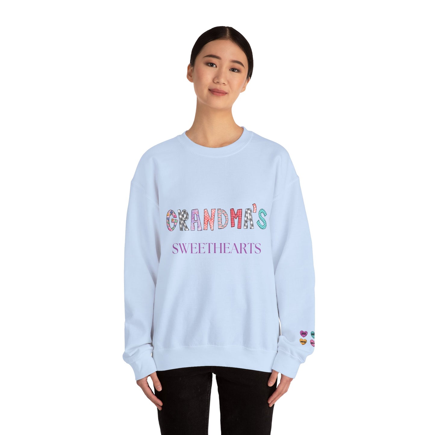 Grandma's Sweethearts Personalized Sweatshirt, Valentines Day Gift for Her, Grandchildren Love - Unisex Crewneck, Family Reunion,