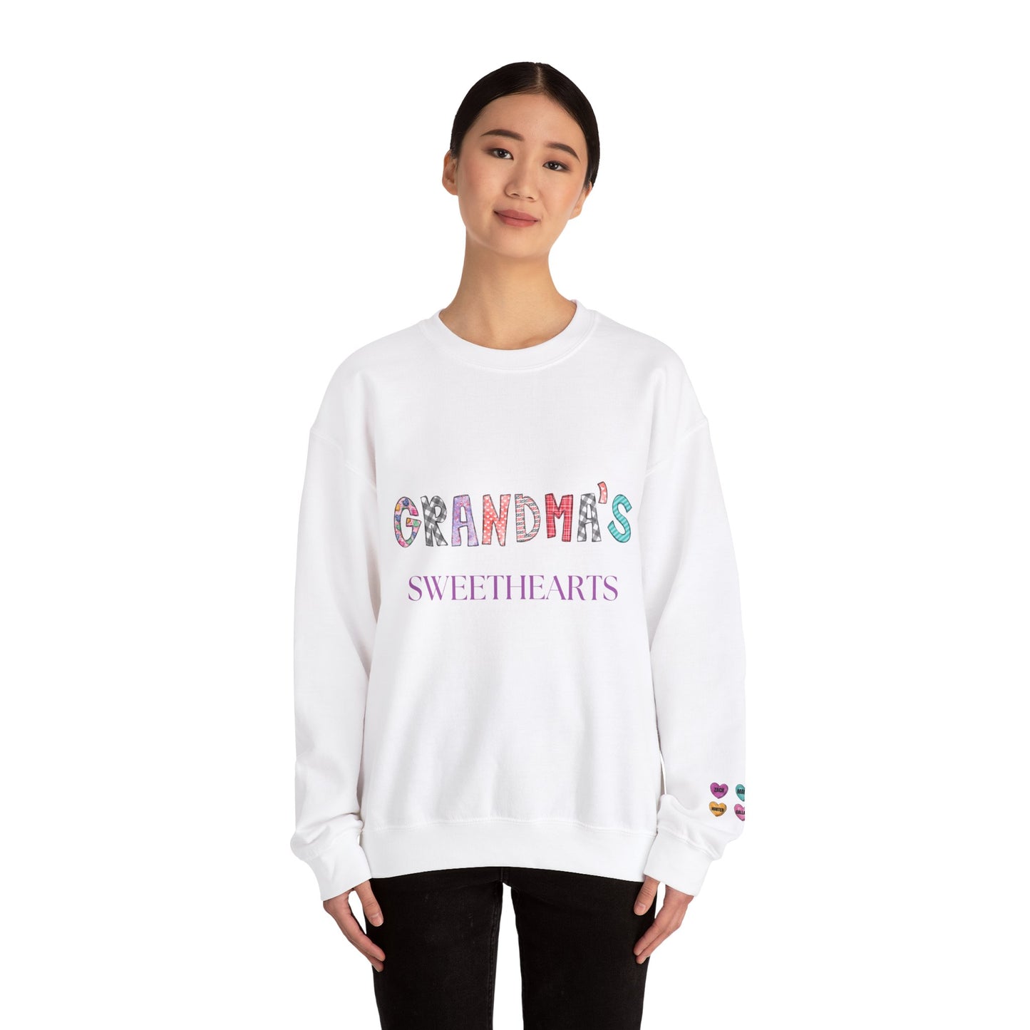 Grandma's Sweethearts Personalized Sweatshirt, Valentines Day Gift for Her, Grandchildren Love - Unisex Crewneck, Family Reunion,